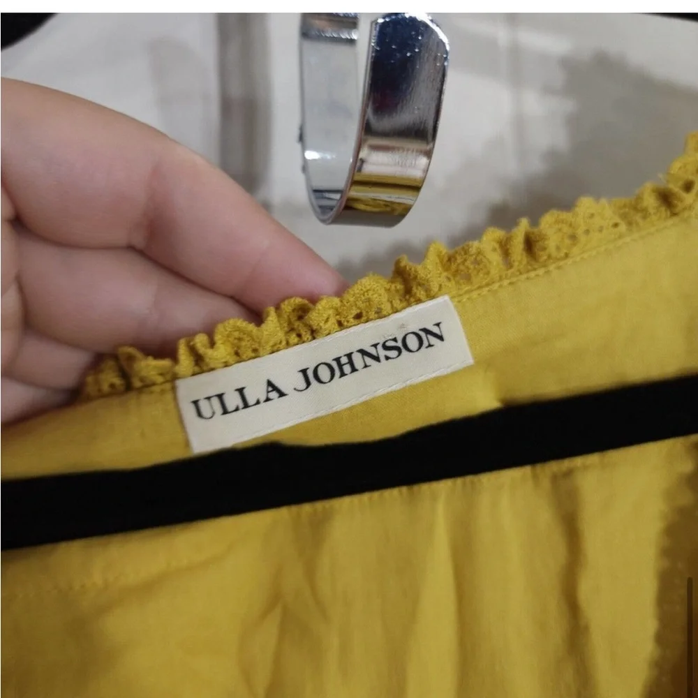 Ulla Johnson V-Neck Dress with Ruffles - Chartreuse Yellow - Excellent Condition - Picture 10 of 11